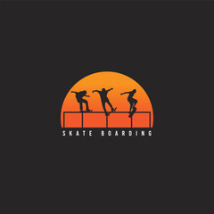 Skatevoarding logo.Skateboard activity board skate skating vector image.