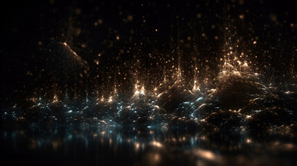Abstract background featuring shimmering out of focus lights reflected on a smooth surface, Generative AI