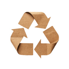 Cardboard recycling symbol isolated on transparent background. Generative AI