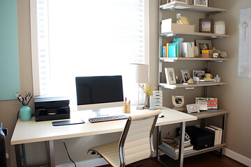 Fototapeta na wymiar organized home office setup