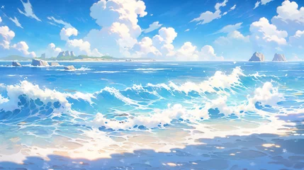 Deurstickers empty natural beach ocean coast landscape illustration © lin