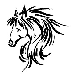 horse head silhouette vector for illustration decoration background