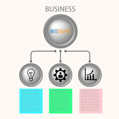Business infographics. Concept of three steps of business strategy and development. Modern vector illustration for presentation.