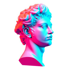 Statue of a woman's head in modern and bright colors. Generative AI