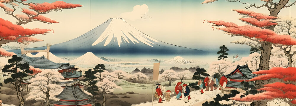 日本の景色、浮世絵、Japanese landscape, Ukiyoe. Generative AI