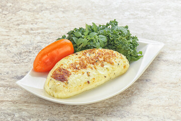 Roasted traditional cheese haloumi