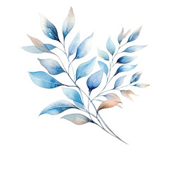 Watercolor leaves and branches illustration transparent background, PNG ,Generative AI