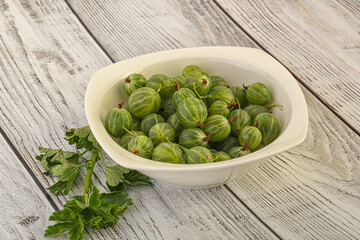 Natural ripe gooseberry heap in the bowl