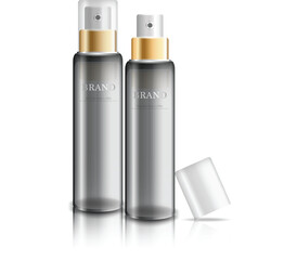 Hydrating facial serum for annual sale or festival sale. blue and gold serum mask bottle isolated on glitter particles background. Graceful cosmetic ads, illustration.