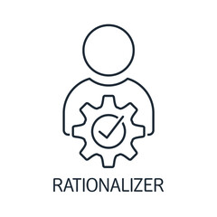 A person who improves the work of mechanisms, processes. Rationalizer . Vector linear icon isolated on white background.
