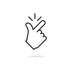 thin line snap finger like easy logo. concept of female or male make flicking fingers and popular gesturing. linear abstract trend simple okey logotype graphic design isolated on white background