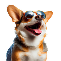 dog wearing cool glasses For summer On transparent background (png), easy for decorating projects.