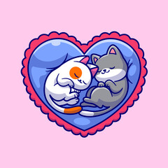 Cute Couple Cat Sleeping On Love Pillow Cartoon Vector Icon
Illustration. Animal Nature Icon Concept Isolated Premium
Vector. Flat Cartoon Style