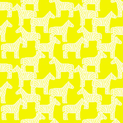 seamless pattern Yellow zebra pattern. Zebra in seamless vector pattern, square design for fabric, wallpaper, wrapping paper, scrapbooking, invitation, yellow.