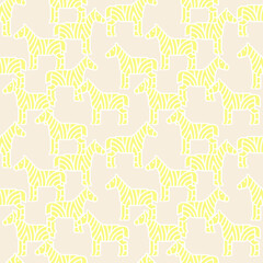 Fototapeta na wymiar seamless pattern Yellow zebra pattern. Zebra in seamless vector pattern, square design for fabric, wallpaper, wrapping paper, scrapbooking, invitation, yellow.
