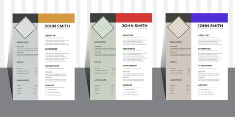 Modern Resume Layout Vector Template for Business Job Applications, Professional CV resume template design, Simple & minimalist CV design.