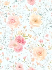 Abstract design seamless watercolor pattern with flowers. Seamless floral pattern illustration. Ai generative