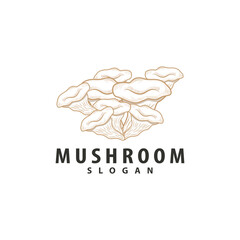 Mushroom Logo, Retro Minimalist Design, Food Vector, Mushroom Plant, Icon Illustration Symbol