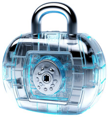 Fototapeta premium Digital dlock as concept for cyber security and data protection isolated on a transparent background, generative AI technology