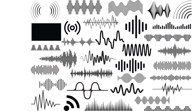 Set of Sound Waves Silhouette
