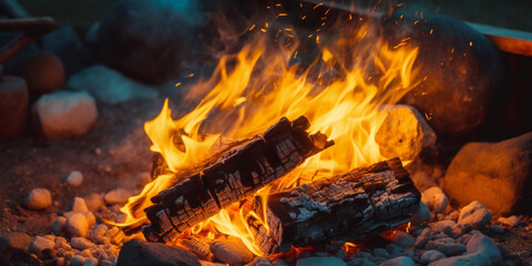 Close up of a campfire, Generative AI