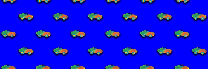 pattern with the image of a painted car. A template for superimposing something on top of something. Horizontal image. Banner for insertion into site.