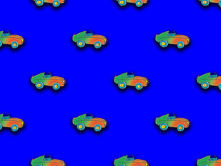 pattern with the image of a painted car. A template for superimposing something on top of something. Horizontal image.