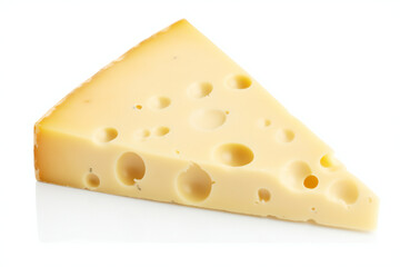 A piece of cheese on white background, Generative AI