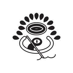 the one-eyed man paddles under a mysterious oval object © likdnidn