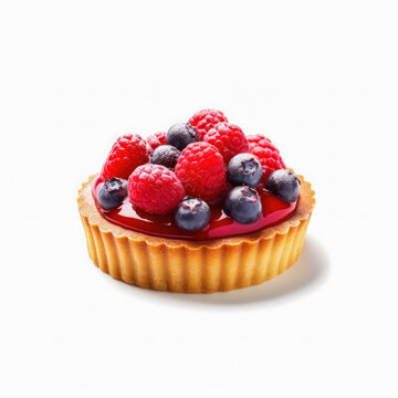 
Delicious Mixed Berry Tart isolated on white background, generative AI


