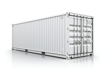 White shipping container (cargo container) on white background, Generative AI