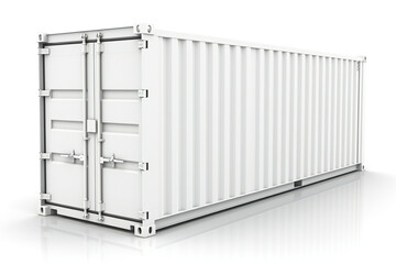 White shipping container (cargo container) on white background, Generative AI
