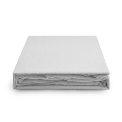 Folded cotton bedding sheets isolated on white
