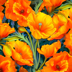 yellow and orange flowers, generative ai,  generated with ai ,ai