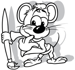 Drawing of a Standing Mouse with a Brush in its Paw