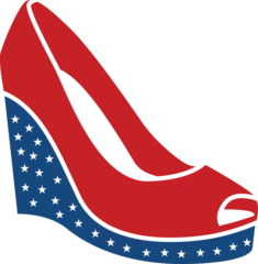 Gordijnen shoe label fashion high heels with American flag colors style graphic © TA design