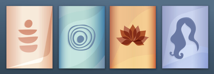 Editable set template banner poster  -spa - beauty - holistic - welfare with logo or sign symbols.Invitation or presentation corporate. Layout brochure leaflet or flyer.Minimal futuristic