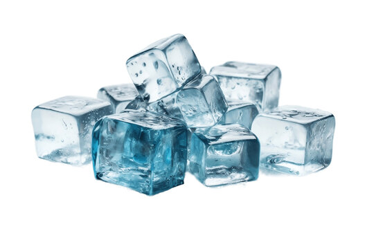 Ice Cubes Isolated Illustration on Transparent Background, Generative Ai