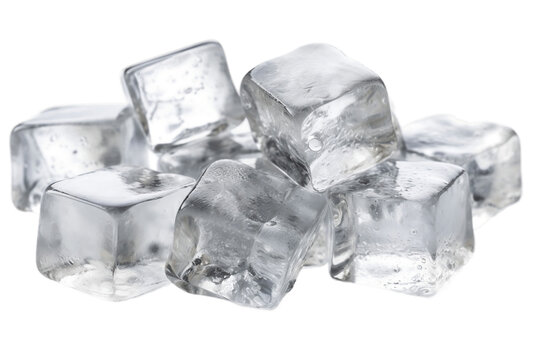 Ice Cubes Isolated Illustration on Transparent Background, Generative Ai