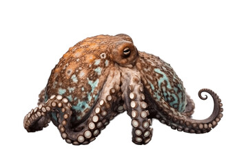 Isolated Octopus Illustration on Transparent Background. Generative Ai