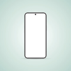 Realistic Smartphone Interface, High Quality Mobile Phone Front View, Empty Screen Vector Mockup	