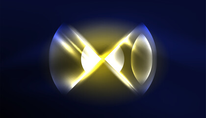 Abstract background vector neon glowing geometric elements. Hi-tech design for wallpaper, banner, background, landing page, wall art, invitation, prints, posters