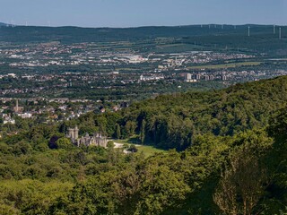 View of Kassel and the Löwenburg castle ruins