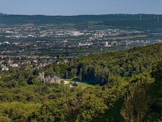 Obraz premium View of Kassel and the Löwenburg castle ruins