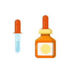 Colored icons are medicine for medicine. Illustration of nose drops, a bottle with a pipette