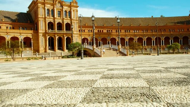 The stunning Plaza de Espana, Seville, Andalusia, Spain, built for the Ibero-American Exposition of 1929, designed by Anibal Gonzalez