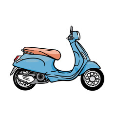 Fototapeta na wymiar Vector illustration of blue matic vespa motorcycle cartoon