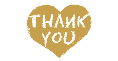 Thank You - Modern Gold Heart Handwritten Lettering, Vector design