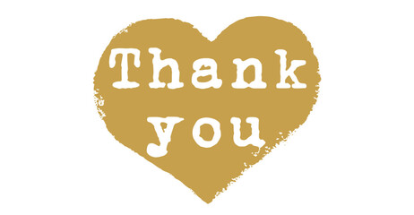 Thank You - Modern Gold Heart Handwritten Lettering, Vector design