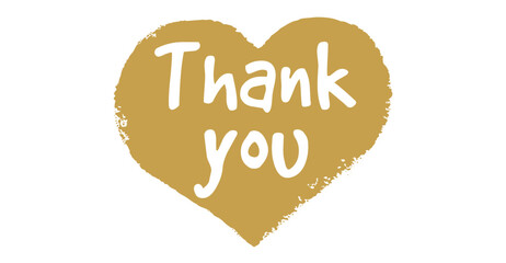 Thank You - Modern Gold Heart Handwritten Lettering, Vector design